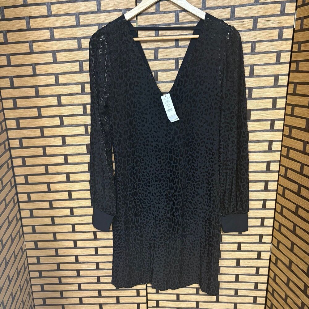 White House Black Market Black Cheetah Print‎ Shift Dress Size Small